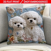  Capa de almofada decorativa com estampa plana 2D de gato preto, com bordado decorativo para sofá. O detalhe em bordado falso no centro adiciona um toque divertido e charmoso à sala de estar.