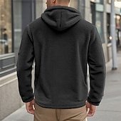 cheap Casual Jackets-Men's Winter Coat Teddy Coat Casual Jacket Outdoor Casual Thermal Warm Pocket Full Zip Fall Winter Plaid Streetwear Sports &amp; Outdoors Hooded Regular Dark Gray Black Navy Blue Khaki Jacket
