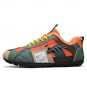billiga Vardagssneakers-Herr Sneakers Fleecefoder Löpning Promenad Ledigt PU Läder Bekväm Halksäker Andningsfunktion Korta stövlar / ankelstövlar Snörning Mörkröd Orange Grön Sommar Vår Höst