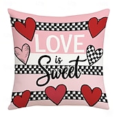 cheap Textured Throw Pillows-Pink Heart Letter Pillowcase Set Double Sided Print Valentine Day Decorative Cushion Covers for Living Room Sofa Throw Pillows Romantic Home Decor