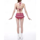 tanie Tankini i bikini do surfingu-Damskie Zestawy bikini Strój kąpielowy Kąpielówki Solidne kolory Stroje kąpielowe Czerwony Oddychający Bez rękawów - Surfing Plaża Pływacki Lato