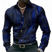economico Geometrica-Per uomo Geometrico Marmo Arte liquida astratta Camicia Camicia con Bottoni Manica Lunga Moda Casual All'aperto Abbigliamento Quotidiano Primavera Autunno Collo ripiegato Stampa 3D camicie con