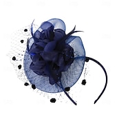 levne fascinátory-Čelenka Tyl Látka 30. léta Svatební Čajový dýchánek Dostih koktejl Elegantní Vinobraní S Peří Přílba Pokrývky Hlavy