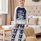 Χαμηλού Κόστους παιδικές χριστουγεννιάτικες πιτζάμες-Οικογένεια Κοίτα Χριστούγεννα Χριστουγεννιάτικες οικογενειακές πιτζάμες Πυτζάμες Οικογενειακά σετ Γραφική Χιονονιφάδα Σπίτι Στάμπα Σκούρο μπλε Μακρυμάνικο Καθημερινά Αντιστοίχιση ρούχων