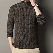 preiswerte Herrenpullover-Herren Pullover Strickpullover Gerippt Stricken Normale Oberteile Gestrickt Einfach Rollkragen Mode Basic Urlaub Alltagskleidung Bekleidung Herbst Winter Schwarz Kaffee M L XL
