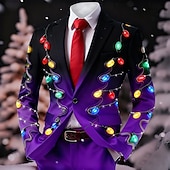 Недорогие Рождественский световой наряд-Новогодняя тематика Муж. Рождественский образец Пиджак Пальто Удобный Дышащий Художественный На каждый день Вечерние наряды Повседневные фестиваль 3D печать Пуговицы Наступила зима Острый