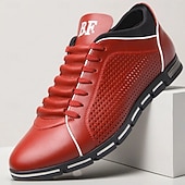 economico Sneakers Casual-sneakers sportive rosse da uomo con tomaia traforata: scarpe stringate eleganti per le feste informali e per l'uso quotidiano