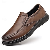 halpa Miesten loaferit ja nauhattomat kengät-Miesten ruskeat keinonahkaiset talvikengät, lämpimät ja mukavat, fleecevuori lisälämpöä varten, täydelliset talvipäiviin ja rentoon ulkoiluun