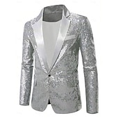 baratos Tops-Discoteca Anos 80 Smoking Tailcoat Tamanho Grande Manga Comprida Discoteca Paetês Fantasia Homens Fantasia de Carnaval Baile de Máscaras Bandagem Parada do Orgulho Mês do Orgulho Adulto Casaco Outono