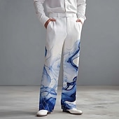 baratos calça masculina estampada em 3d-Homens Gradiente Estampa Geométrica Ondas Calças Social Calças de Terno Cintura Média Moda Casual Dia a Dia Feriado Streetwear Calça social com corte relaxado e frente lisa com bolsos laterais