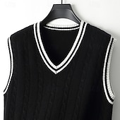 Χαμηλού Κόστους Ανδρικό μάλλινο πουλόβερ-Ανδρικό γιλέκο από κασμίρ υψηλής ποιότητας με λαιμόκοψη V από καθαρό μαλλί, κλασικό πλεκτό πουλόβερ, απαλό, ζεστό, αναπνεύσιμο