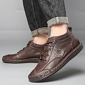 economico Stivaletti alla caviglia-sneakers da uomo in similpelle marrone con lacci: eleganti e versatili, ideali per il lavoro, l'abbigliamento casual e le attività all'aperto