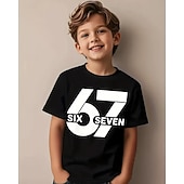 cheap Boy's 3D Funny Humor-Christmas Unisex Boys' 3D Graphic Funny Slang 67 T shirt Tee Short Sleeve 3D Print Summer Spring Sports Fashion Streetwear Kids 4-12 Years Crew Neck Outdoor Casual Daily Regular Fit