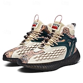 abordables Zapatillas Informales-Hombre Zapatillas de deporte Zapatos de Navidad Forro de Lana Zapatos para correr Zapatos de Paseo Casual Punto Cómodo Antideslizante Transpirable Botines / Hasta el Tobillo Cordones Negro Blanco Rojo