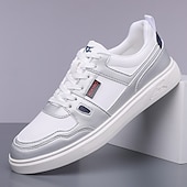 זול סניקרס קז'ואל-נעלי ספורט ספורטיביות לגברים בצבעי כחול כהה ולבן, קלות משקל ונוחות, עיצוב מודרני עם נגיעות כתומות, מושלמות ללבישה יומיומית וטיולים קז'ואליים