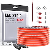 お買い得  ＬＥＤストリップライト-fcob cob ledストリップ 5mm幅 超狭幅 フレキシブル 高密度 均一光 16.4フィート DC24V 複数色あり CRI 90 調光可能 LEDリボン 家庭用室内装飾用 (コントローラーやアダプターは付属しません)