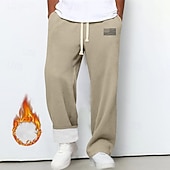 ieftine Picior drept-Bărbați Pantaloni Sport Pantaloni din lână Pantaloni Pantaloni de iarnă Pantaloni de sport cu picior drept Cordon Buzunar Talie elastică Simplu Confort Cald În aer liber Casual Zilnic Modă Stil Clasic