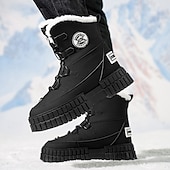 preiswerte Winter- und Schneestiefel-Schwarze, wasserdichte Herren-Winterstiefel mit Fellfutter und griffiger Sohle – strapazierfähiges und isoliertes Schuhwerk für Schnee, Wanderungen und Winterabenteuer