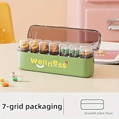 abordables almacenamiento de equipaje y viajes-2 pastilleros portátiles con recordatorio de medicación diaria – mini frascos de medicamentos de viaje, 7 días, 3 compartimentos, impermeables &amp;organizador a prueba de humedad