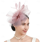 Недорогие Фасцинаторы-Аксессуары для волос Тюль  Перья Федора Свадьба Чаепитие Скачки коктейль Элегантный стиль Винтаж Простой С Пух Тюль Заставка Головной убор