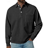 economico Polo classica da uomo-Per uomo Maglia da golf Polo da Golf Casuale Lavoro Bavero Manica Lunga Essenziale Moderno Semplice Bottoni Tasca Frontale Primavera Autunno Vestibilità regolare Blu Nero Blu marino Viola Marrone