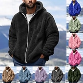 economico Felpa con cappuccio in pile-Per uomo Felpa con cappuccio Felpa con cappuccio a zip intera Giacca in Pile Nero Rosa Verde militare Blu marino Blu Reale Con Cappuccio Semplice Tasca Sport &amp; Outdoor Quotidiano Ferie Poliestere