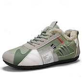 billiga Vardagssneakers-Herr Sneakers Fleecefoder Löpning Promenad Ledigt PU Läder Bekväm Halksäker Andningsfunktion Korta stövlar / ankelstövlar Snörning Mörkröd Orange Grön Sommar Vår Höst