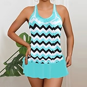 abordables Tankinis-Mujer Bañadores 2 piezas Falda Traje de baño Espalda al Aire Vacaciones Ropa de playa Floral Graphic Escote Redondo Sin Mangas Trajes de baño