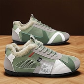 billiga Vardagssneakers-Herr Sneakers Fleecefoder Löpning Promenad Ledigt PU Läder Bekväm Halksäker Andningsfunktion Korta stövlar / ankelstövlar Snörning Mörkröd Orange Grön Sommar Vår Höst