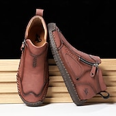 abordables Botines-Botas de senderismo de piel sintética de primera calidad para hombre: calzado resistente con cierre de cremallera para aventuras al aire libre y uso casual.