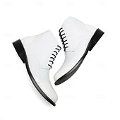 halpa Ensiluokkaiset nahkasaappaat-Miesten valkoiset aidosta nahasta valmistetut nauhalliset nilkkurit - tyylikäs ja elegantti muotoilu, ihanteellinen juhlatilaisuuksiin, toimistokäyttöön ja trendikkääseen arkeen