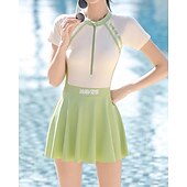 baratos Surfistas Tankinis &amp; Bikinis-Mulheres Anti Atrito Roupa de banho Roupa de Banho Roupa de Banho Preto Verde Proteção UV Compressão abdominal Surfe Canoagem Snorkeling Verão