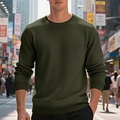 お買い得  フリースパーカー-男性用 スウェットシャツ フリース スウェットシャツ 路肩に寄せて下さい ライトグレー クルーネック 平織り カジュアル 日常 スポーツ ストリートファッション スポーツウェア ベーシック 秋 冬 衣類 パーカー トレーナー 長袖