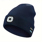 economico Cuffie Beanie-Cappello in Maglia Musicale Wireless Bluetooth Nuovo Cappello Luminoso LED all'aperto Cappello Wireless Bluetooth con Auricolari Integrati Ricaricabile USB Alimentazione Batteria 1.5-3W Regalo di San