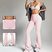 رخيصةأون طماق اليوغا والجوارب-نسائي بنطال ضاغط طماق متوهجة طماق اليوغا بعقب رفع بنطلون رياضي للبطن خصر عالي رياضية رياضات بيلاتس قيعان لون الصلبة زهري رياضات ألبسة رياضية