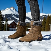 Χαμηλού Κόστους Χειμερινές και χιονισμένες μπότες-Ανδρικές αδιάβροχες μονωμένες χειμερινές μπότες - αντιολισθητικές ζεστές καπιτονέ μπότες χιονιού για υπαίθρια πεζοπορία και κρύο καιρό