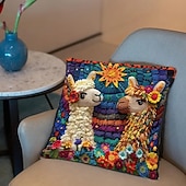 رخيصةأون الوسائد رمي محكم-غطاء وسادة من قماش الألبكة بألوان قوس قزح، طباعة مسطحة ثنائية الأبعاد، غطاء وسادة قصير ناعم من القطيفة، غطاء وسادة مزخرف لغرفة المعيشة والأريكة، ديكور منزلي، 18 × 18 بوصة