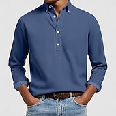 Χαμηλού Κόστους Ανδρικά Πόβερ Μπλουζάκια-Ανδρικά Πουκάμισο Πουκάμισο Popover Πουκάμισο με κουμπιά Casual πουκάμισο Μπλε τζιν Μαύρο Λευκό Βαθυγάλαζο Σκούρο μπλε Μακρυμάνικο Σκέτο Κουμπωτός γιακάς Causal ΕΞΩΤΕΡΙΚΟΥ ΧΩΡΟΥ Κουμπιά Ρούχα