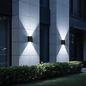 levne Venkovní nástěnná světla-1ks venkovní solární nástěnné světlo s horním a spodním osvětlením, venkovní nástěnné solární světlo na terasu, zahradu, garáž, verandu a silnici, vánoční, svatební, sváteční, venkovní krajinářské