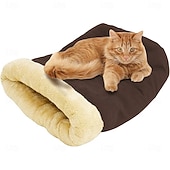 abordables Litières et couvertures pour chiens-Lit-niche auto-chauffant 4 en 1 pour chat, cachette douillette pour dormir