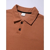 お買い得  Polo classica da uomo-Men's Waffle Polo Shirts Textured Casual Sports Lapel Ribbed Polo Collar Short Sleeve Fashion Basic Plain Classic Plain Summer Spring Regular Fit White Waffle Polo Shirts