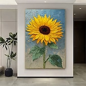 economico Quadri fiori/botanica-Dipinto originale a olio di girasole su tela, dipinto a mano ...