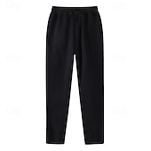 abordables Pierna Recta-Paquetes múltiples 3 piezas Hombre Negro+Gris Oscuro+Azul Marino Pantalones de Deporte Pantalones Correa Cintura elástica Plano Vacaciones Ropa Cotidiana Poliéster Primavera