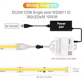 olcso Plug Strip Lights-dc24v cob cct ic címezhető led szalag fcob cct ws2811 ic chasing nagy sűrűségű hangolható 3000k-6000k CRI 90 IP30 LED szalag beltéri barkács dekorációhoz (opcionális SPI vezérlő)