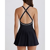 economico Abbigliamento Tennis da donna-Per donna Tinta unita Gonne a pieghe Abito sportivo Vestito all'americana Reggiseno incorporato Traspirante Tennis Atletico Corsa Vestito Nero Bianco Giallo Abbigliamento da tennis