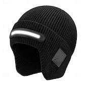 cheap Beanie Headphones-Knitted Headlight Hat New Outdoor LED Lighting Hat USB Rechargeable 1.5-3W Power Supply Battery Button Control Type-C Charging Suitable for Night Cycling and Running Headwe Valentine's Day Gift