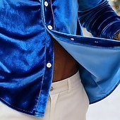economico Camicie casual eleganti da uomo-Per uomo Camicia Camicia casual Camicia di Natale Camicia di velluto Vino Blu reale Manica Lunga Tinta unica Semplice Colletto a Camicia Casuale Quotidiano Bottoni Abbigliamento Velluto Natale