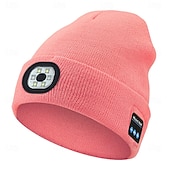 economico Cuffie Beanie-Cappello in Maglia Musicale Wireless Bluetooth Nuovo Cappello Luminoso LED all'aperto Cappello Wireless Bluetooth con Auricolari Integrati Ricaricabile USB Alimentazione Batteria 1.5-3W Regalo di San