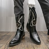 billiga Cowboy &amp; Western Boots-Vita herrstövlar i westernstil, äkta läder, cowboyinspirerad design, perfekta för utomhusevenemang, westernkläder