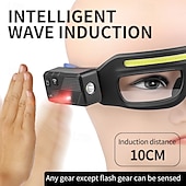 voordelige huishoudelijke apparaten-LED-koplampbril - USB-C-oplaadbaar IPX4-waterbestendig Bewegingssensoractivering 3 verlichtingsmodi Verstelbare pootjes Geschikt voor hardlopen, fietsen en buitenactiviteiten